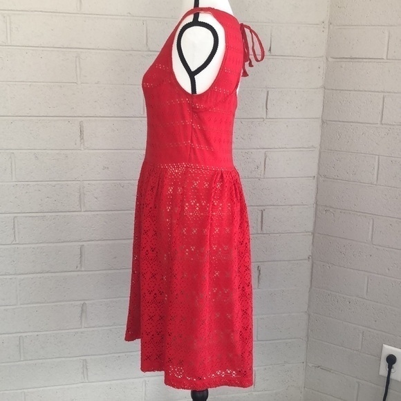 Postmark by Anthropologie Red Cotton Lace Eyelet Dress, S - Picture 6 of 13